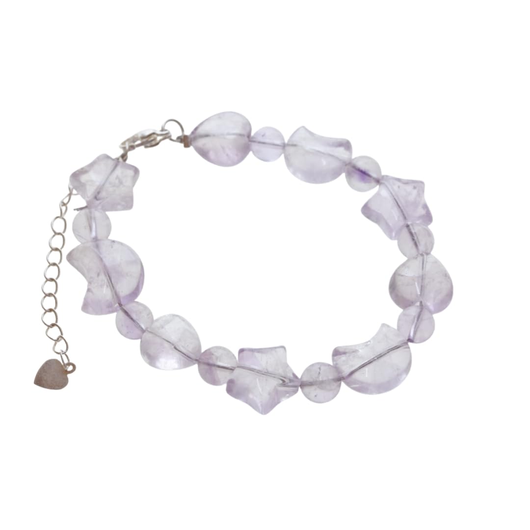 [K KOUOKU 古憶] ラベンダー色 アメジスト ブレスレット パワーストーン 2月の誕生石 ブレスレット 天然石 (星月)