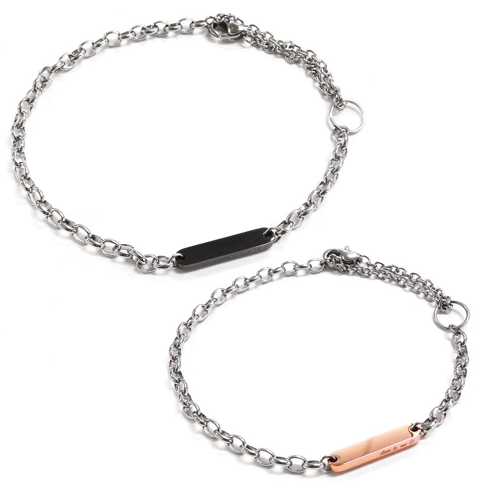 テディベア付き ペアブレスレット／アンクレット 2WAY仕様 サージカルステンレス プレート メンズ レデ..