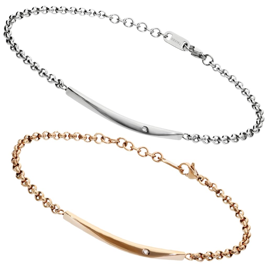 [ザニポロタルツィーニ] Zanipolo Terzini ダイヤモンド プレート ステンレス ペアブレスレット 人気 ..