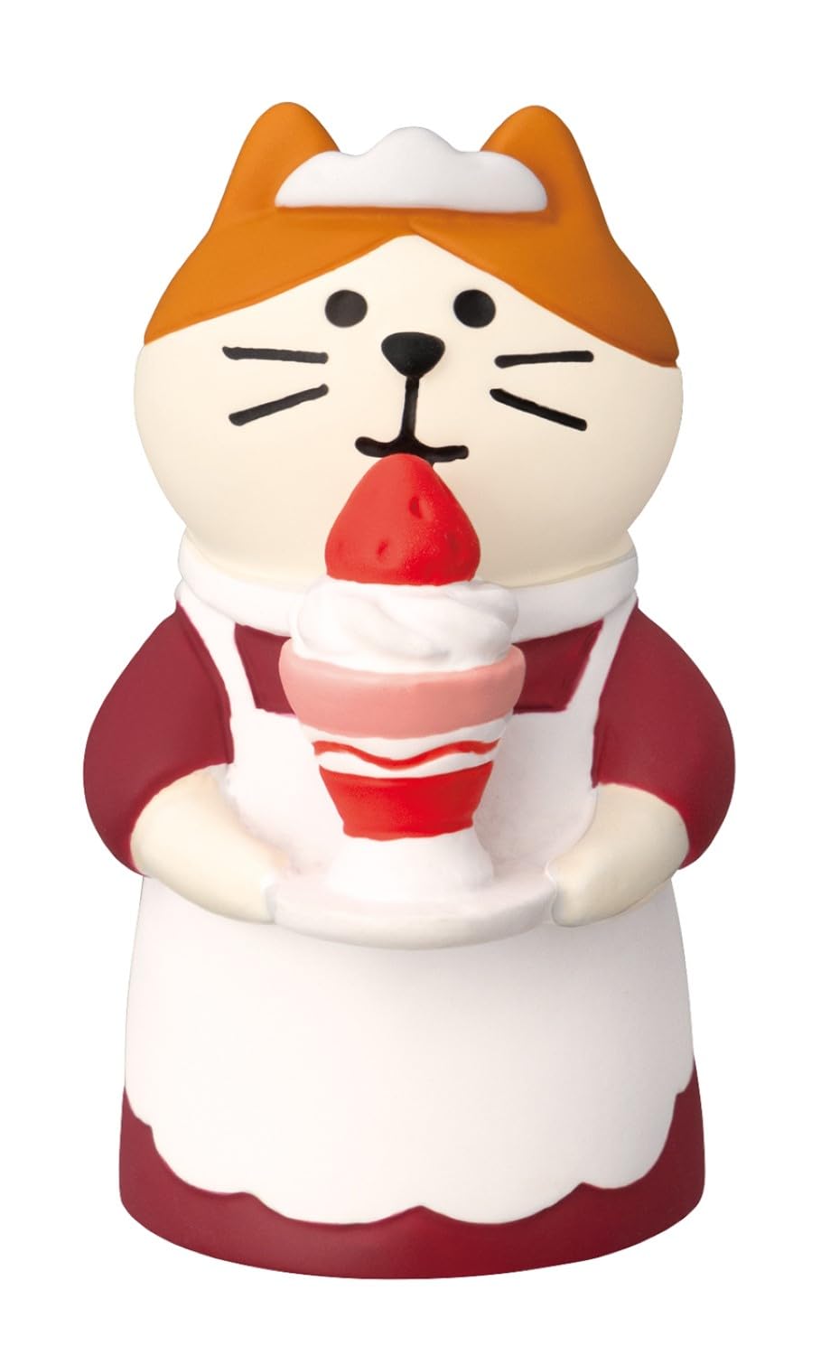 デコレコーポレーション concombre ウエイトレス猫 いちごパフェ サイズ：約W2.7 D3 H4.8 ZCB-38251