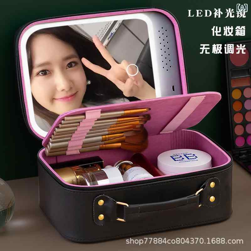 卸売り大 容量 ライト 付き 化粧 バッグと 化粧 品 手提げ 工具 箱 専門 化粧 バッグスキンケア 収納 ..