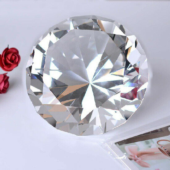 NO-D2 風水の高級クリスタル置物◇(中)ダイヤモンドサンキャッチャー浄化グッズ透明 水晶 ダイヤモンド【80mm】ペーパーウェイト 部屋の寝室/家の装飾/文...