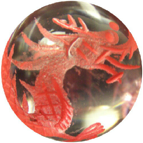 00006【送料無料】◆明道赤龍◆五本指の皇帝龍龍彫り水晶20mm玉/龍玉を乗せる台座付！◆龍宝玉/ ...