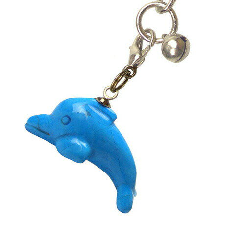【送料無料】☆イルカのキーホルダー☆★ハウライト ターコイズ★≪幸福のお守り≫★《危険回避/幸福/お守り》天然石風水グッズ/開運/占い/水晶/パワーストー/いるか/ドルフィン