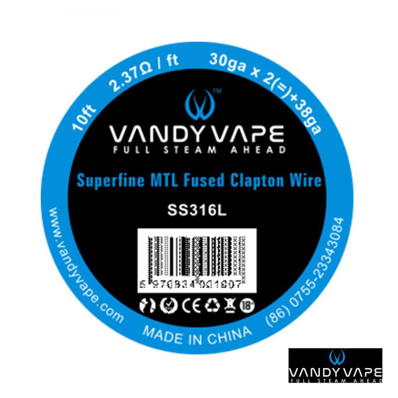 10フィート バンディベイプ Vandy Vape スーパーファイン MTL フューズド クラプトン ワイヤー SS316 30ga*2+38ga