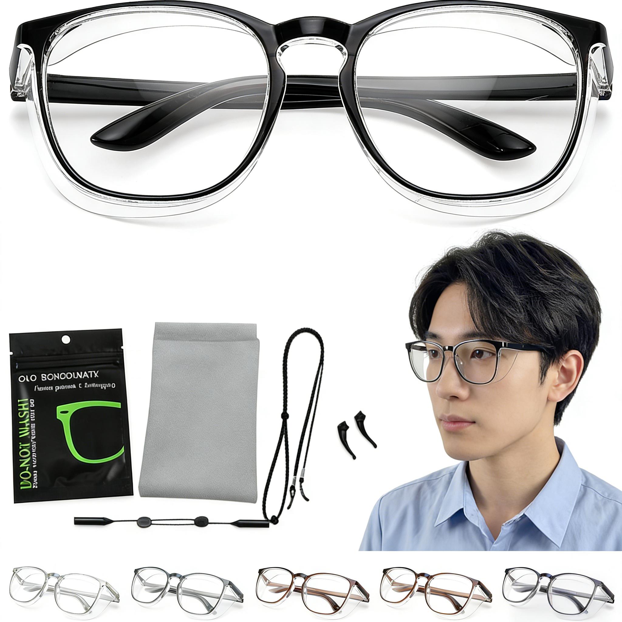 花粉症メガネ 曇らない 両面曇り止め ブルーライトカット UV99% カット 花粉防止 飛沫・防塵対応 男女兼用 おしゃれ 保護メガネ ブラック