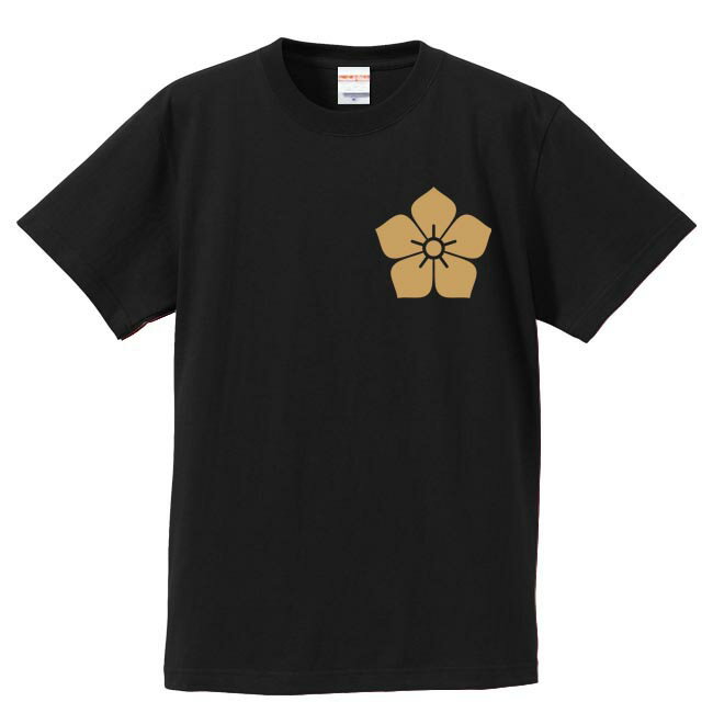 戦国武将tシャツ 明智光秀 家紋Tシャツ 左胸プリント