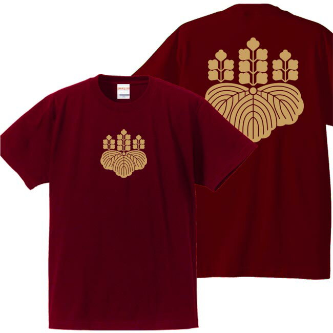 戦国武将tシャツ 豊臣秀吉 家紋Tシャツ エンジ S M L XL プリント色 キャメル