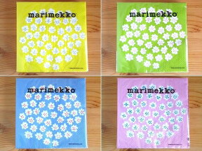 2つまでメール便OK　お試し企画vol4　マリメッコ marimekko ペーパーナプキン プケッティ Puketti パステル4色セット 各色3枚計12枚入り 紙ナプキン 北欧 デコパージュ 人気 手作りマスク_2pk