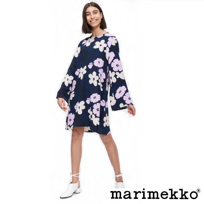 【クーポン利用で最大1000円OFF】マリメッコ marimekko pilke kevattalkoot ワンピース/ ブルー×ラベンダー×ホワイトテキスタイル ウニッコ 北欧 チュニック_2306ss#