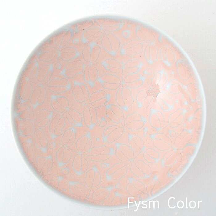 【白山陶器】平茶碗【HN-55】ピンク／柄【波佐見焼】平茶わん【ロングライフデザイン】【小鉢】φ15cm×高さ5.3cm｜230g《税込3,980円以上で送料無料》