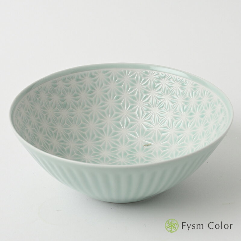 【波佐見焼】麻の葉【ボウルLサイズ・青白釉】19cm/高さ7.5cm/420g｜ギフト／贈り物／結婚祝い／内祝い《税込3,980円以上で送料無料》