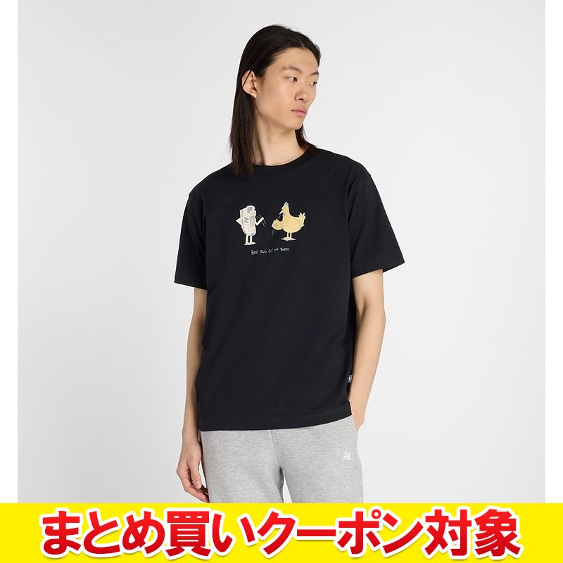 Rakuten - 【お買い物マラソン限定店内ポイント最大20倍(2026/4/17 9:59迄)】【まとめ買いクーポン対象(組み合わせ自由)】 クリアランス 【返品不可】 メール便送料無料 ニューバランス Chicken Or Newbie ショートスリーブTシャツ MT53936-BK メンズ