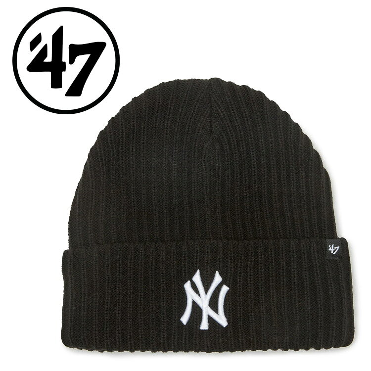 Rakuten - 【お買い物マラソン限定店内ポイント最大20倍(2026/4/14 20:00〜)】 お買い得スペシャルプライス メール便送料無料 47 フォーティーセブン カフニット ニューヨーク・ヤンキース Harbor ブラック ホワイト 14858440