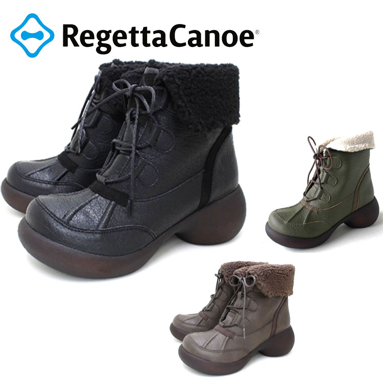 樂天商城 - 【3日間限定店内ポイント最大20倍(4/18 00:00〜4/20 23:59迄)】リゲッタカヌー カジュアル レースアップボア付き2WAYショートブーツ CJES-002C