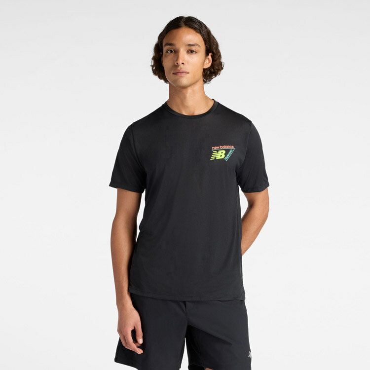 NEW BALANCE - 【お買い物マラソン限定店内ポイント最大20倍(2026/5/16 1:59迄)】お買い得スペシャルプライス メール便送料無料 ニューバランス ネオンポリTシャツ MT61Y04Q-BK メンズ