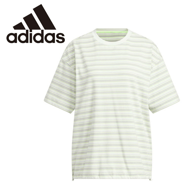 樂天商城 - お買い得スペシャルプライス メール便送料無料 アディダス adidas スタジアム クローム オーバーサイズフィット マルチストライプ 半袖Tシャツ DK594-KF8219 トップス Tシャツ リラックスシルエット 重ね着 ソフト スポーティー