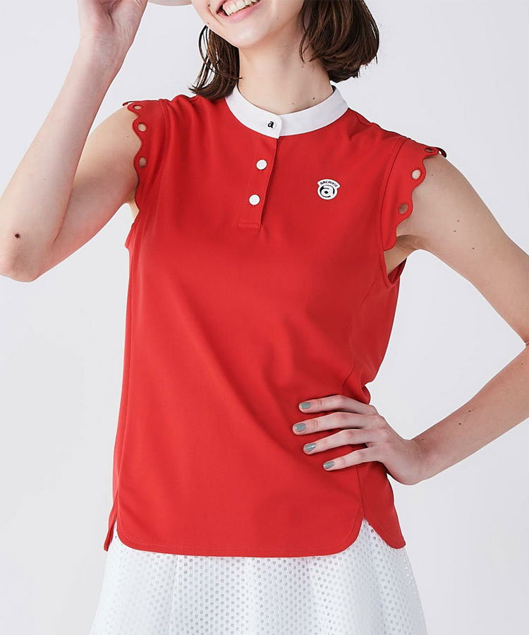 【期間限定ポイント最大20倍(2025/10/31 11:59迄)】 アルチビオ 春夏 ゴルフ スカラップ袖UVプルオーバー ノースリーブ レディース A459605