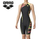 お買い得スペシャルプライス メール便送料無料 アリーナ arena 水泳(競泳) レーシングワンピーススパッツ(オープンバック・ハーフレッグ) AS4FRC58G-BKYL