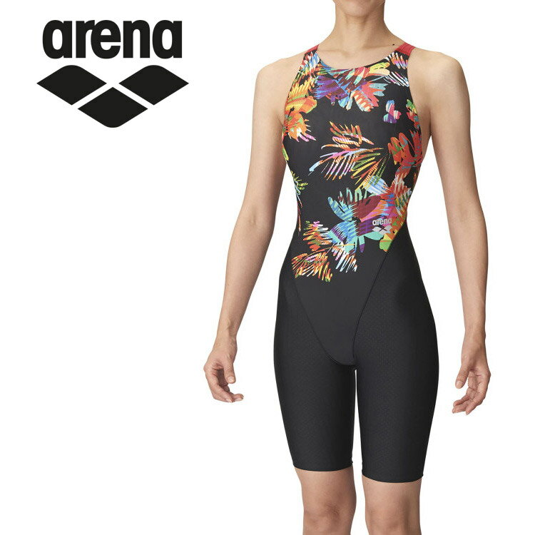 お買い得スペシャルプライス メール便送料無料 アリーナ arena 水泳(競泳) レーシングワンピーススパッツ(オープンバック・ハーフレッグ) AS4FRC67W-BKRD