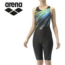 お買い得スペシャルプライス メール便送料無料 アリーナ arena 水泳(競泳) フィットネスワンピーススパッツ(オープンバック・ハーフレッグ・ひっかけパッド) AS4FWF07W-BKBL