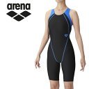 お買い得スペシャルプライス メール便送料無料 アリーナ 水泳 フィットネスワンピーススパッツ(オープンバック・ハーフレッグ・ひっかけパッド) レディース LAR-4200W-BKBU