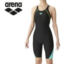 お買い得スペシャルプライス メール便送料無料 アリーナ 水泳 フィットネスワンピーススパッツ(オープンバック・ハーフレッグ・ぴったりパッド) レディース LAR-4203W-BKMT