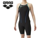 お買い得スペシャルプライス メール便送料無料 アリーナ 水泳 トレーニングワンピーススパッツ(オープンバック・ハーフレッグ) レディース SAR-4101W-BKTQ