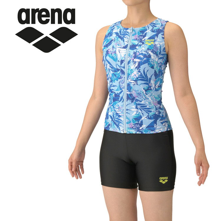 【0のつく日＆マラソン限定店内ポイント最大20倍(3/26 1:59迄)】 お買い得スペシャルプライス メール便送料無料 アリーナ arena フィットネスセパレーツ カバーバック ミドルレッグ 差し込みパッド AS5FWF53L-BLBK レディース