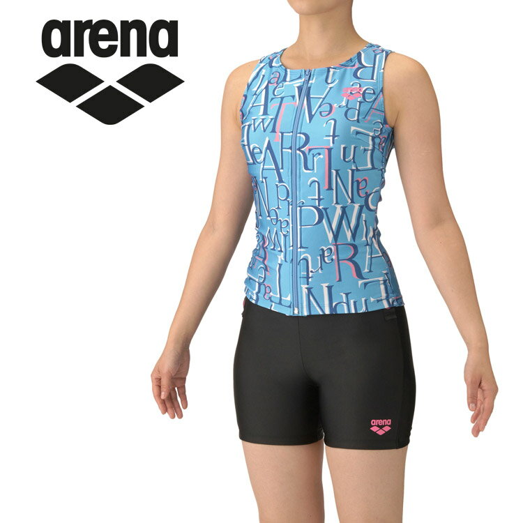 【0のつく日＆マラソン限定店内ポイント最大20倍(3/26 1:59迄)】 お買い得スペシャルプライス メール便送料無料 アリーナ arena フィットネスセパレーツ カバーバック ミドルレッグ 差し込みパッド AS5FWF54L-BLBK レディース