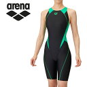 お買い得スペシャルプライス メール便送料無料 アリーナ 水泳 レーシングワンピーススパッツ(オープンバック・ハーフレッグ) ウィメンズ AS4FRC50L-BKGR