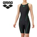 お買い得スペシャルプライス メール便送料無料 アリーナ 水泳 レーシングワンピーススパッツ(オープンバック・ハーフレッグ) ガールズ AS5SRC53G-BKBK(4)