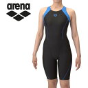 お買い得スペシャルプライス メール便送料無料 アリーナ 水泳 フィットネスワンピーススパッツ(オープンバック・ハーフレッグ・ひっかけパッド) ウィメンズ AS5SWF00L-BKBL(4)