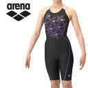 お買い得スペシャルプライス メール便送料無料 アリーナ 水泳 フィットネスワンピーススパッツ(オープンバック・ハーフレッグ・ぴったりパッド) ウィメンズ AS5SWF10L-BKPP