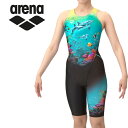 お買い得スペシャルプライス メール便送料無料 アリーナ 水泳 フィットネスワンピーススパッツ(オープンバック・ハーフレッグ・ぴったりパッド) ウィメンズ AS5SWF11L-BKGR(4)