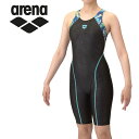 お買い得スペシャルプライス メール便送料無料 アリーナ 水泳 フィットネスワンピーススパッツ(オープンバック・ハーフレッグ・ぴったりパッド) ウィメンズ AS5SWF13L-BKBL