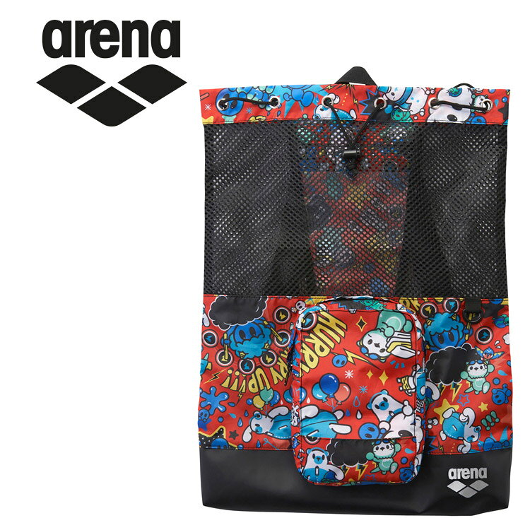 【0のつく日＆マラソン限定店内ポイント最大20倍(3/26 1:59迄)】 お買い得スペシャルプライス メール便送料無料 アリーナ arena メッシュバックパック 総柄 AS6SBP16U-RDSL メンズ レディース