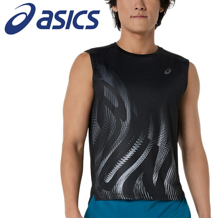 樂天商城 - メール便送料無料 アシックス ランニンググラフィックスリーブレスシャツ 2011D486-001 メンズ