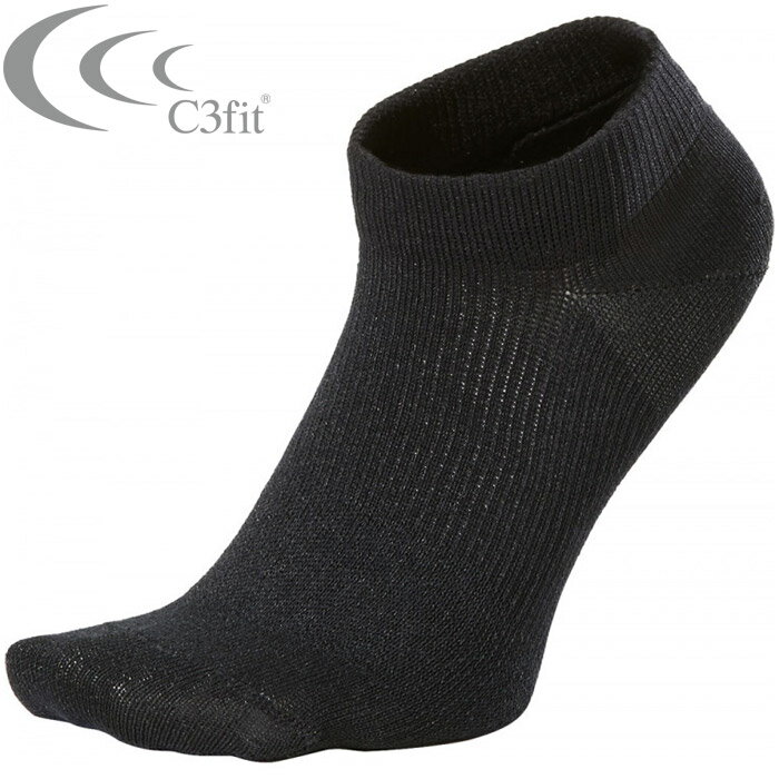 【お買い物マラソン限定店内ポイント最大20倍(3/21 20:00〜)】 メール便送料無料 C3fit(シースリーフィット) ペーパーファイバー アーチサポート アンクルソックス メンズ レディース GC29331-BK