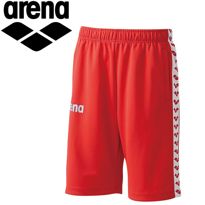 【メール便送料無料】アリーナ 水泳 トレーニングウエア メンズ ジャージハーフパンツ ARN6322P-RED