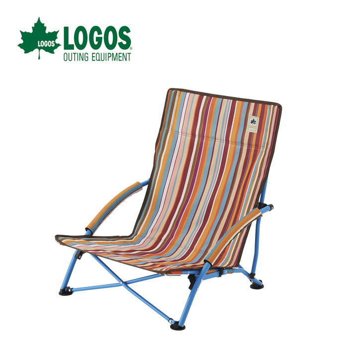 ロゴス LOGOS ストライプ あぐらチェア-AH(オレンジ) 73173027