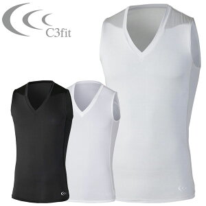 【在庫処分】【2点までメール便送料無料】C3fit シースリーフィット クーリングVネックスリーブレス メンズ 3F09113