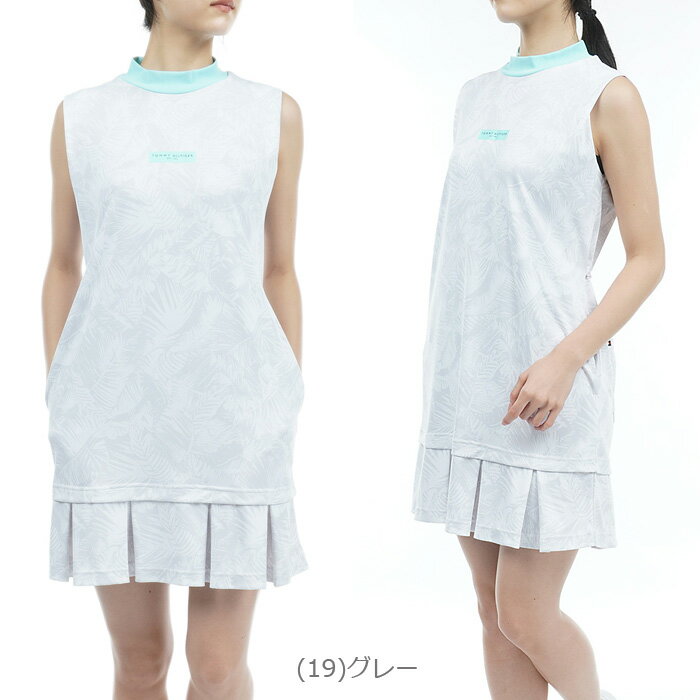 トミーヒルフィガー ゴルフ リーフプリント ショルダータック ワンピース レディース 春夏 ゴルフウェア THLA330