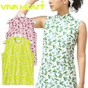 【いちばの日限定店内ポイント最大20倍(7/18 00:00~23:59迄)】 ビバハート ストレッチメッシュタイポプリントノースリモックネック レディ-ス 春夏 ゴルフウェア 012-28472