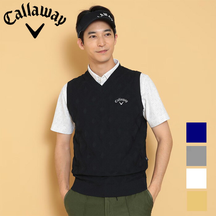 【お買い物マラソン限定店内ポイント最大20倍(10/14 20:00〜10/17 9:59迄)】 キャロウェイ ダイヤジャカードソフトタッチポリエステルニットベスト メンズ 2024秋冬 ゴルフウェア C24219100