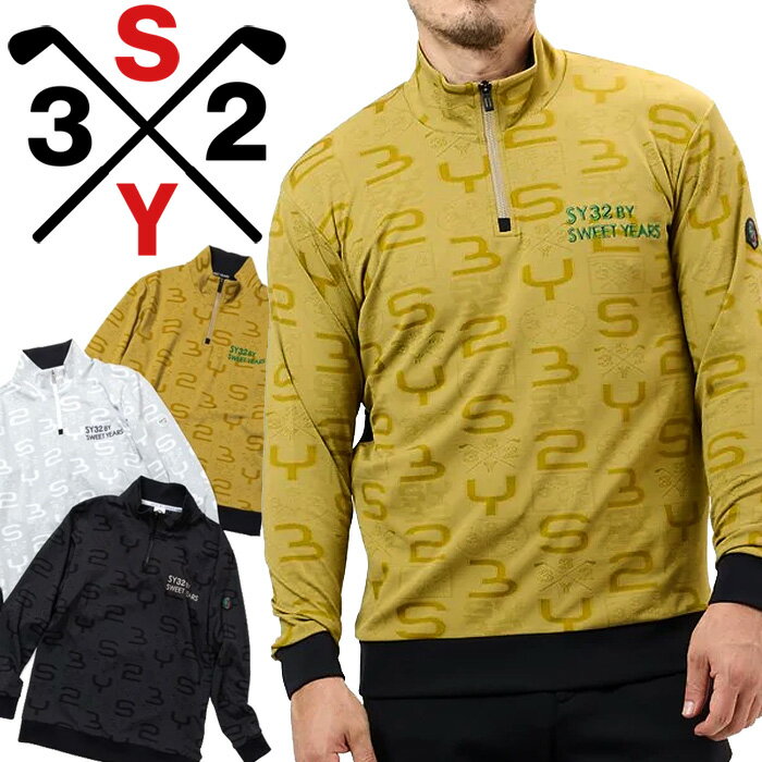SY32 ゴルフ ORIGINAL SYG JACQUARD HALF-ZIP SWEAT ハーフジップ スウェット メンズ 2024秋冬 ゴルフウェア SYG-24A016