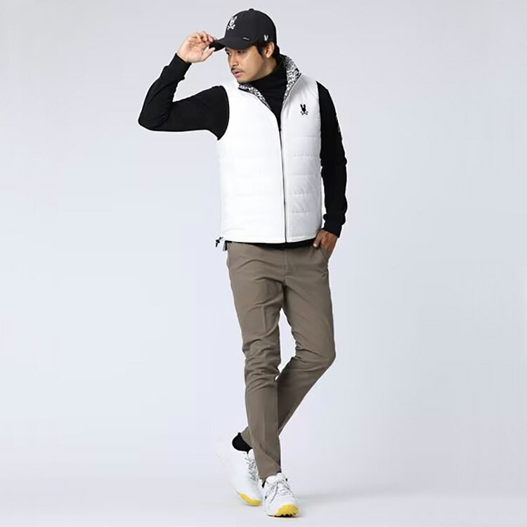 サイコバニー 総柄フォントロゴ リバーシブルベスト メンズ 2025秋冬 ゴルフウェア GF621