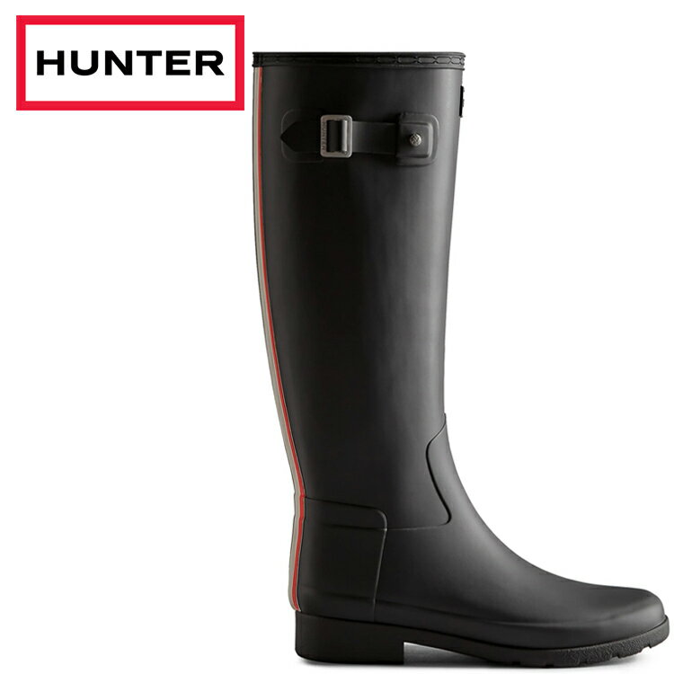 お買い得スペシャルプライス ハンター WOMENS REFINED TALL TRI COLOUR STRIPE BACKSTRAP BOOT WFT2354RMA-BLK レディース