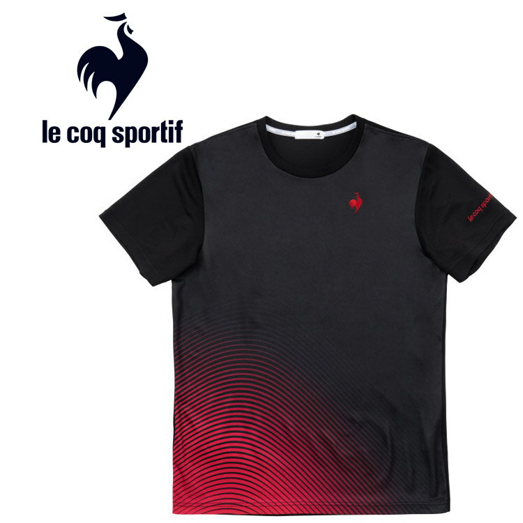 お買い得スペシャルプライス メール便送料無料 ルコック スポルティフ le coq sportif テニス プリントゲームシャツ 半袖 メンズ QTMWJA04-BK