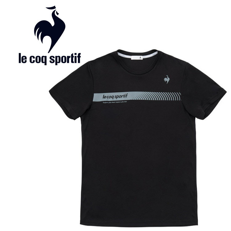 お買い得スペシャルプライス メール便送料無料 ルコック スポルティフ le coq sportif テニス プリントプラクティスシャツ 半袖 メンズ QTMWJA05-BK